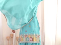 Sky Blue Sharara Set With Embroidery Work