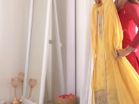 Yellow Sharara Set With Embroidery Work