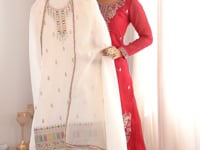 White Sharara Set With Embroidery Work