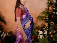 Slate Blue Handloom Weaving Silk Saree