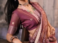 Beige-Mauve Handloom Cotton Saree