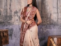 Beige-Brown Handloom Cotton Saree