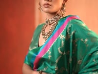 Pine Green Soft Silk Zari Weaving Saree