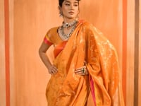 Sunrise Orange Soft Silk Zari Weaving Saree