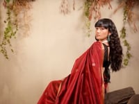 Rich Maroon Tussar Silk Zari Weaving Saree