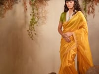 Bee Yellow Tussar Silk Zari Weaving Saree