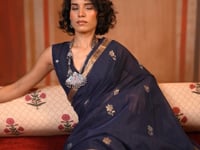 Navy Blue Silk Zari Weaving Saree