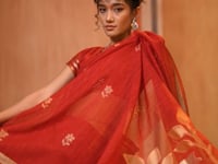Scarlet Red Silk Zari Weaving Saree