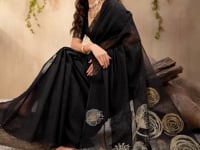 Hot Black Zari Weaving Silk Saree