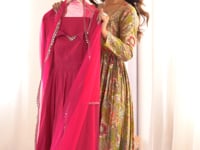 Designer Pink Silk Gown With Dupatta