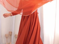 Designer Rust Silk Gown With Dupatta