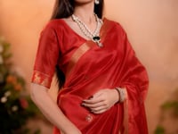 Cornell Red Zari weaving Tussar Silk Saree