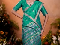 Pacific Blue Zari weaving Tussar Silk Saree