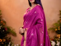 Magenta Purple Zari weaving Tussar Silk Saree
