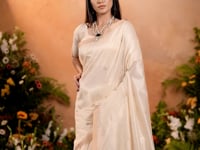 Almond Beige Zari weaving Tussar Silk Saree