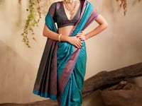 Teal Blue Kanjivaram Silk Saree