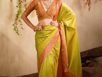 Lime Green Kanjivaram Silk Saree