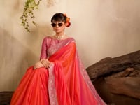 Coral Pink Kanjivaram Silk Saree