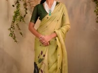 Tea Green Cotton Weaving Saree