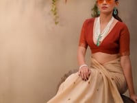 Tan Beige Cotton Weaving Saree