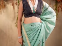 Sky Blue Cotton Weaving Saree
