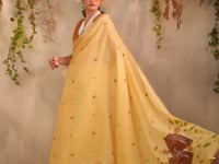 Light Mustard Cotton Weaving Saree
