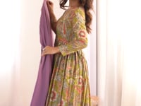 Designer Mauve Georgette Gown & Dupatta