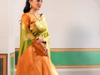 Olive Green Tussar Silk Weaving Work Saree