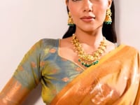 Rust Brown Tussar Silk Weaving Work Saree