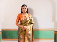 Cedar Brown Tussar Silk Weaving Work Saree
