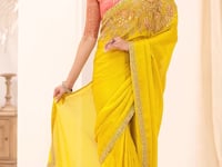 Golden Yellow Georgette Party wear Saree