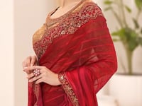 Rose Red Georgette Party wear Saree