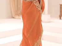 Rust Orange Georgette Party wear Saree