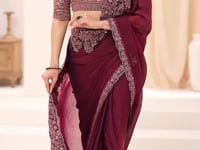 Deep Wine Georgette Party wear Saree