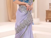 Metalic Silver Georgette Party wear Saree