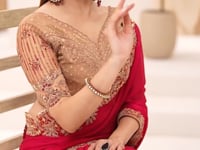 Scarlett Red Georgette Party wear Saree