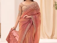 Rose Gold Georgette Party wear Saree