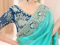 Turquoise Blue Georgette Party wear Saree