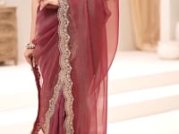 Copper Rust Georgette Party wear Saree