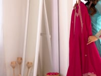 Pink Embroidered Silk Gown & Dupatta