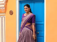 Purple Tasar Silk Printed Lehenga Choli