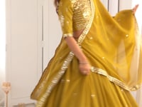 Yellow Sequins Embroidery Lehenga Choli