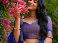 Sky Blue Kanchipuram Lehenga Choli