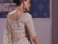 Ivory White Silk Heavy Embroidered Saree