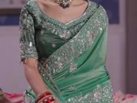 Mint Green Silk Heavy Embroidered Saree