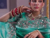 Shaded Green Silk Heavy Embroidered Saree