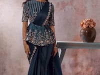 Deep Teal Ready To Wear Saree