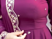 Wine Berry Georgette Embroidered Gown
