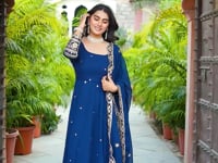 Dusk Blue Georgette Embroidered Gown