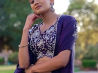 Grape Purple Beads Work Indo-Western